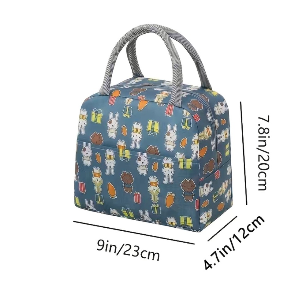 Lunch Bag Bunnies Gray Insulated Lunch Box For Office Work School